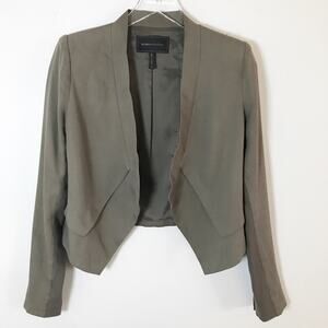 BCBGMAXAZRIA Lloyd Cropped Angled Front Blazer Olive Green XS